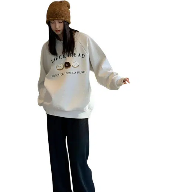 丝絮丝绸 韩版潮流时尚宽松舒适慵懒风上衣卫衣 女款