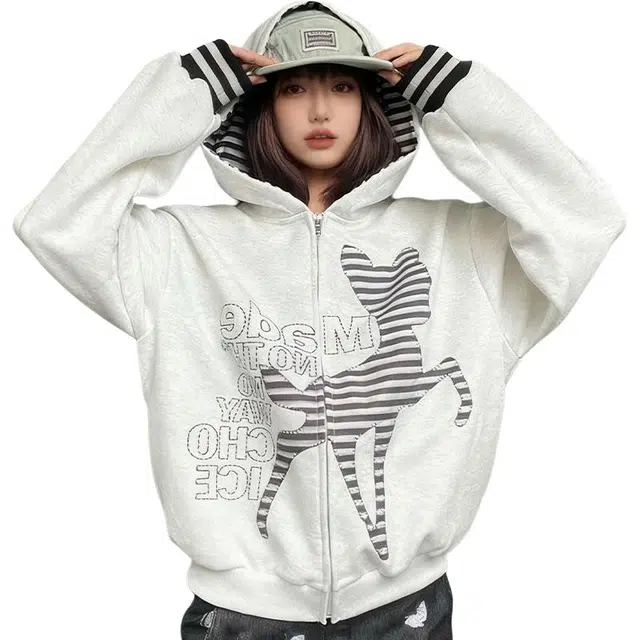 丝絮丝绸 美式潮牌时尚宽松舒适连帽外套卫衣 女款