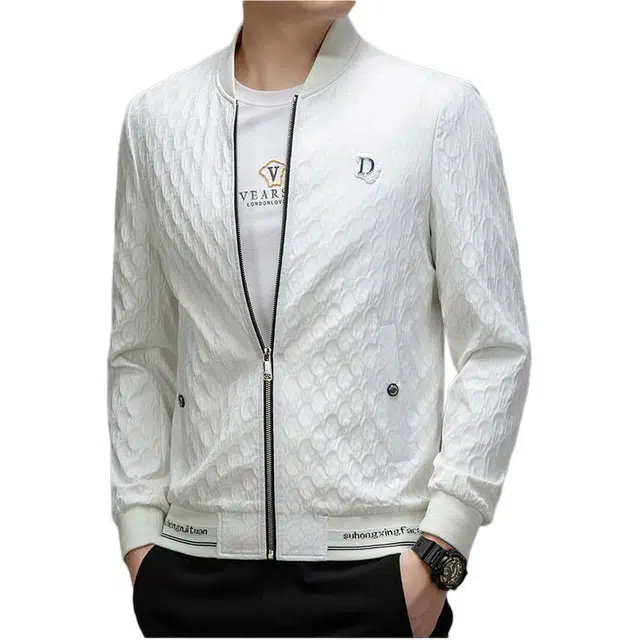 大白鲨 潮牌连帽外套男士秋季轻奢时尚高档印花欧货男装休闲帅气夹克 男款