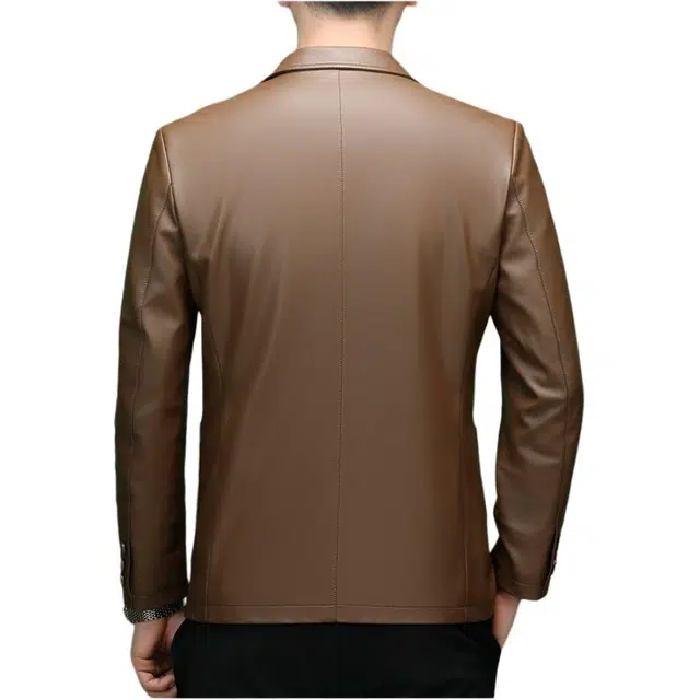 太子龍 薄款潮流西装领商务休闲皮衣 男款