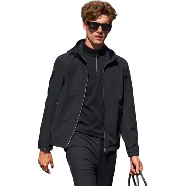 布先生 轻奢连帽立领纯色防污现代风长袖夹克 男款