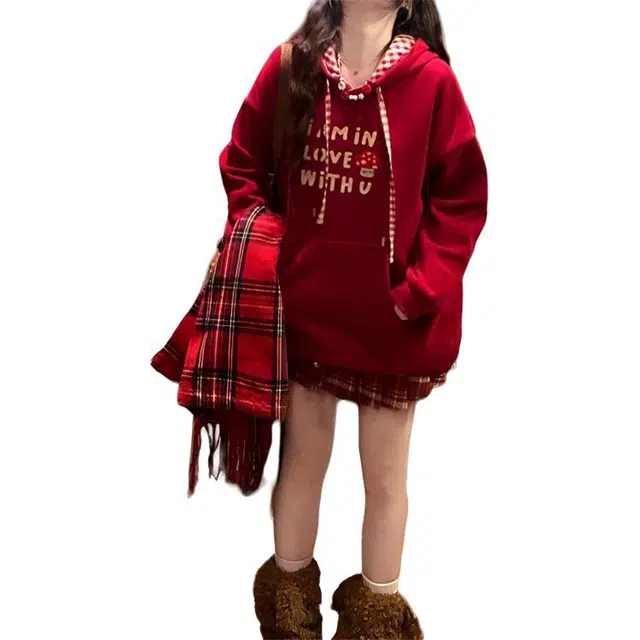 丝絮丝绸 可爱甜美风宽松百搭时尚上衣卫衣 女款