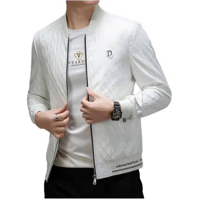 大白鲨 潮牌连帽外套男士秋季轻奢时尚高档印花欧货男装休闲帅气夹克 男款