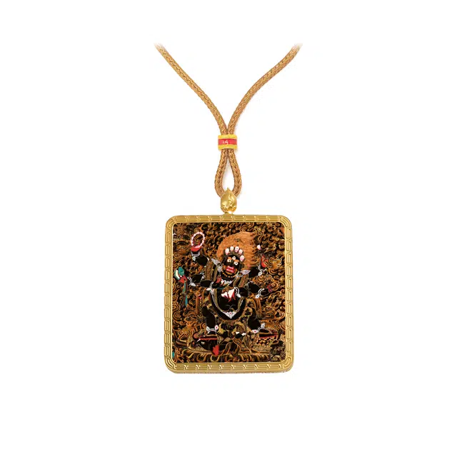 【百无禁忌百财来】 玉临门 八方来财国风大黑天唐卡藏式六臂玛哈嘎拉财神吊坠 藏传佛教护身符能量#好运 合金 项链 男女同款情侣款