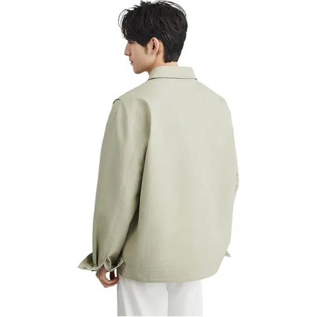 独驰 美拉德外套男春季潮流纯色休闲短款宽松翻领夹克 男女同款