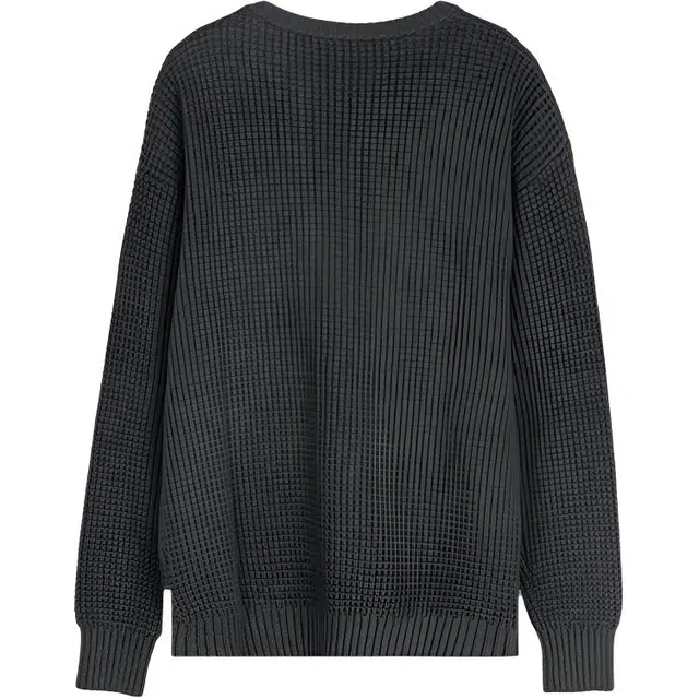 唔刃 美式复古粗针重磅华夫格美式休闲硬汉外搭 轮廓风 盐系减龄随性质感穿搭男装外套秋冬加厚针织衫 男款