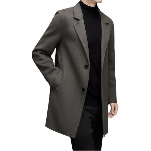【dme】 轻奢翻领双面羊毛呢大衣男中长款冬中年简约商务时尚百搭休闲外套男装 男款