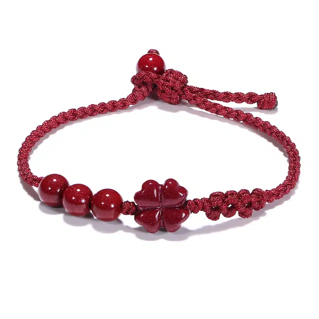 【普陀山已过香】 普陀山文创 桃花朵朵新中式本命年红绳桃花红鸾心动精致轻奢百搭紫金砂转运红绳遇贵人#好运 朱砂 手绳 男女同款情侣款