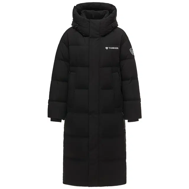 坦博尔 长款连帽过膝纯色常规长袖通勤羽绒服 女款