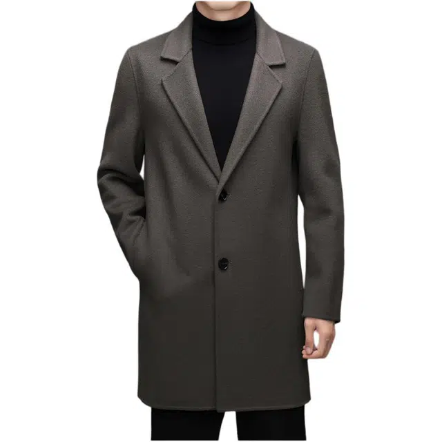 【dme】 轻奢翻领双面羊毛呢大衣男中长款冬中年简约商务时尚百搭休闲外套男装 男款