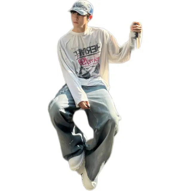 地界二 复古长袖圆领简约卫衣 男女同款