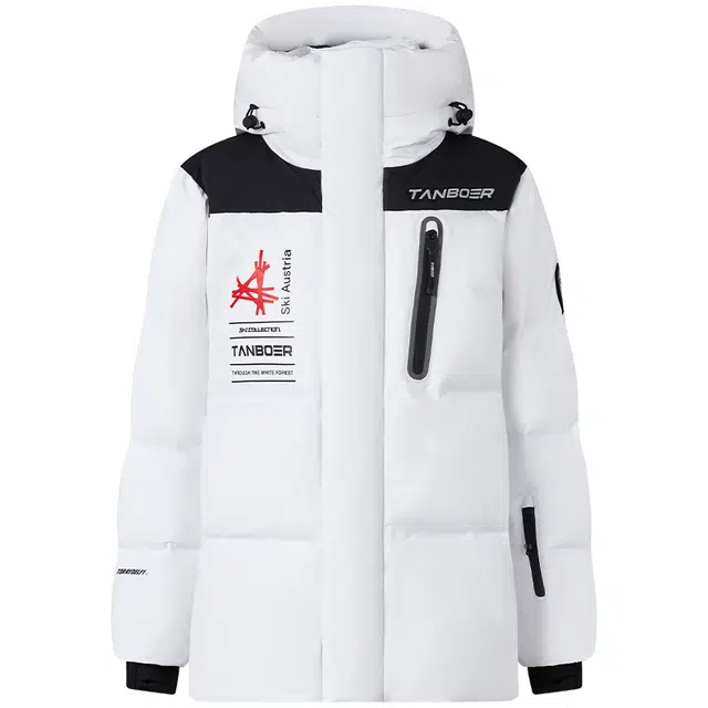 坦博尔 连帽短款鹅绒纯色长袖街头面包羽绒服 女款