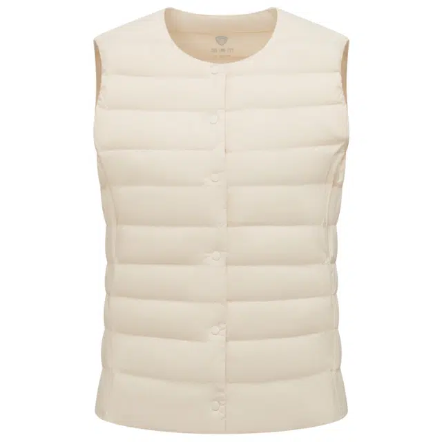 坦博尔 轻薄保暖修身纯色圆领百搭马甲羽绒服 女款