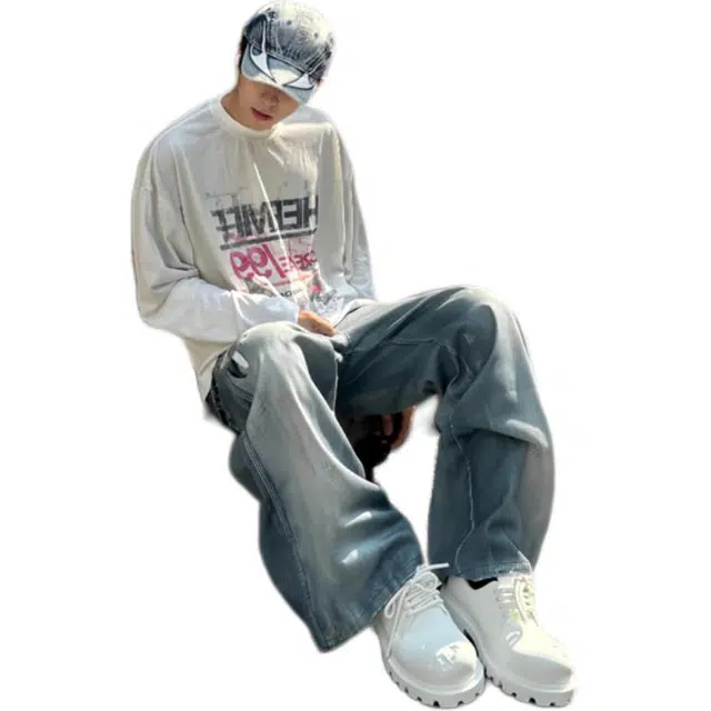 地界二 复古长袖圆领简约卫衣 男女同款