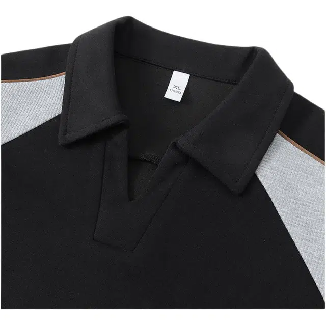 马员外 美式翻领拼接百搭时尚简约宽松卫衣 男款