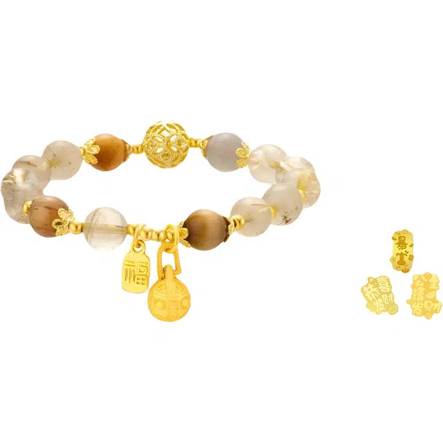 【泼天富贵 限赠發财贴】 水贝 新中式国潮日进斗金吞金兽 财源广进 考试上岸 否极泰来 时来运转日常百搭 黄水晶 手串 男女同款情侣款