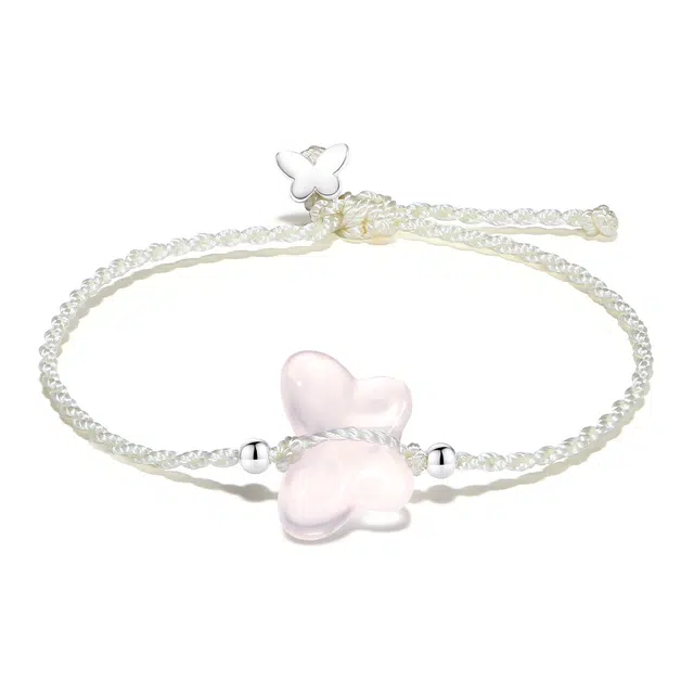 【普陀山已过香】 普陀山文创 正缘桃花新中式国风荔枝冻幸运甜美浪漫气质爱情甜蜜蝶舞翩翩优雅温柔手链#好运 粉水晶 手绳 男女同款情侣款