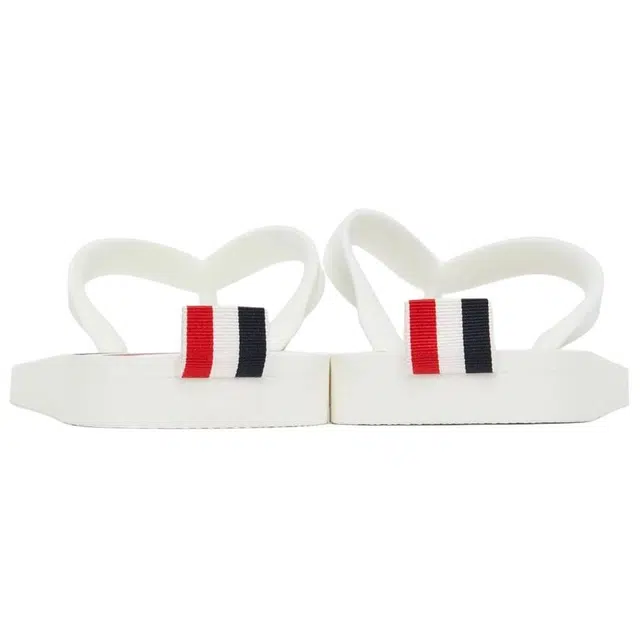 Thom Browne Rubber Stripe Slides White