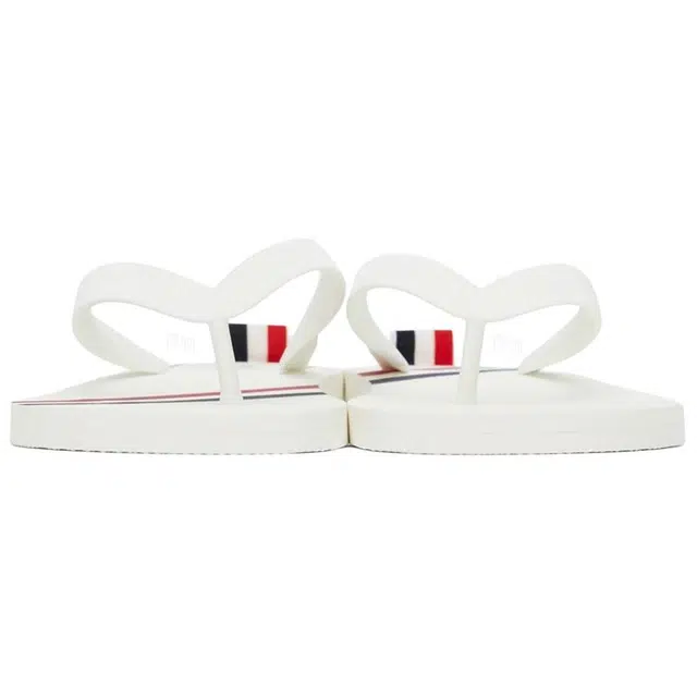 Thom Browne Rubber Stripe Slides White