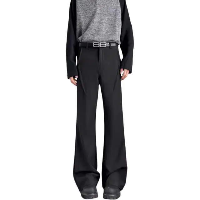 徐百货 美式高街痞帅褶皱西裤设计感显瘦潮牌微喇裤宽松舒适潮流百搭休闲裤 男女同款