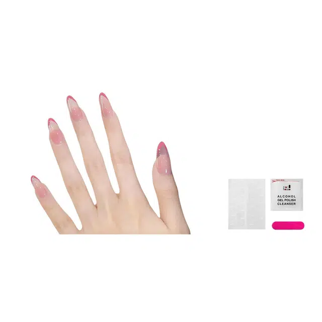 嘉比兔 裸粉法式纯欲风美甲春夏显白简约气质高级感穿戴甲温柔少女风约会  杏仁浅色晕染 可爱