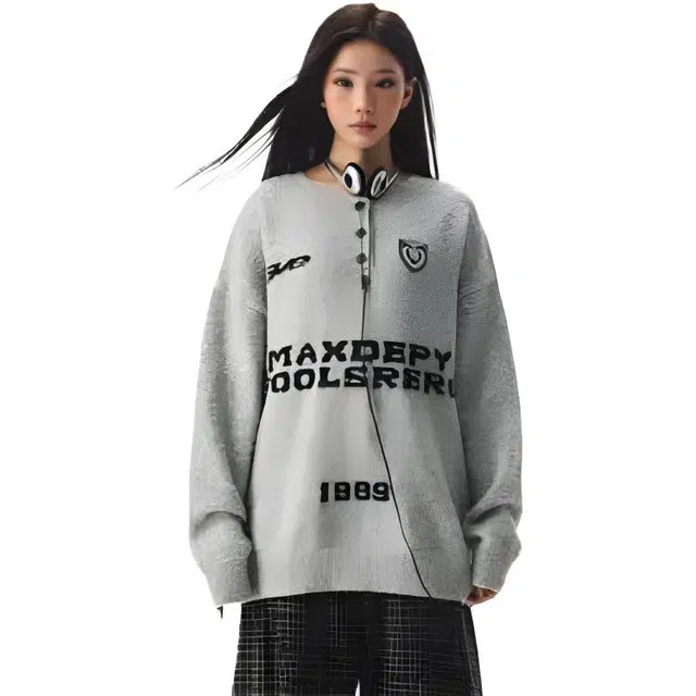 艾梵斯贝 美式复古潮流日常通勤百搭宽松休闲时尚针织衫 男女同款