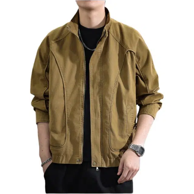 遨宇 美式复古休闲百搭猎装教练极简风百搭户外休闲工装夹克外套 男女同款