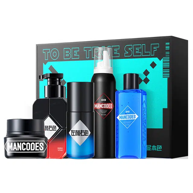 左颜右色 男士帅气型男逆袭护肤品套装套盒遮瑕控油去黑头粉刺氨基酸 火山泥洗面奶男去角质慕斯平衡保湿爽肤水面霜素颜霜男