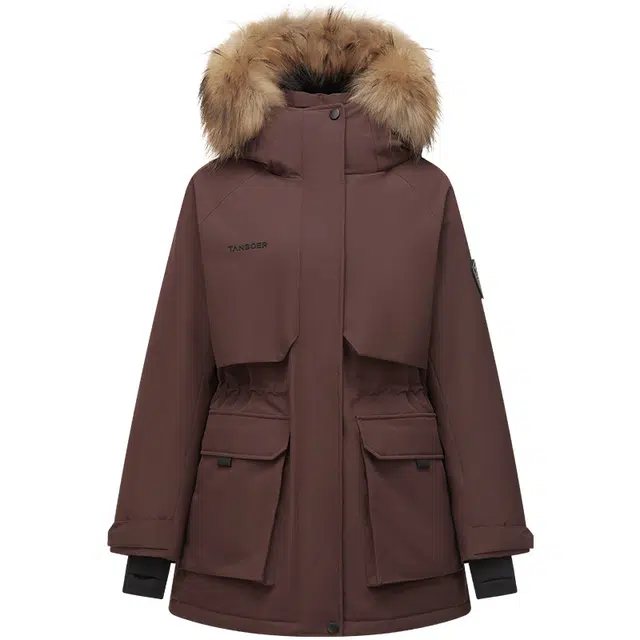 坦博尔 极寒防护大毛领高保暖纯色常规长袖通勤羽绒服 女款