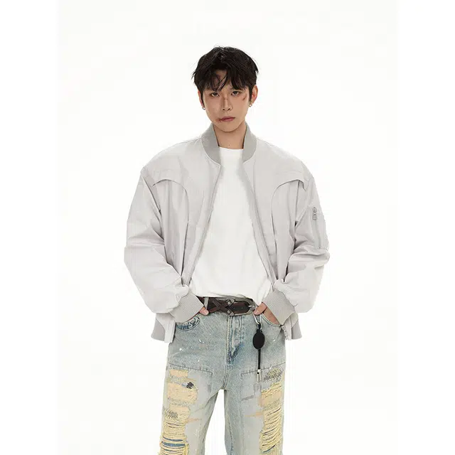 佑麟 美式飞行员春装潮牌宽松短款棒球服夹克外套 男女同款