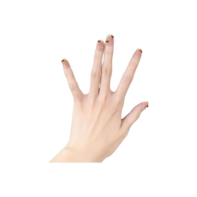 嘉比兔 樱桃立体美甲金色法式猫眼穿戴甲美甲甲片高级感穿戴甲纯欲  短方杏色晕染 可爱