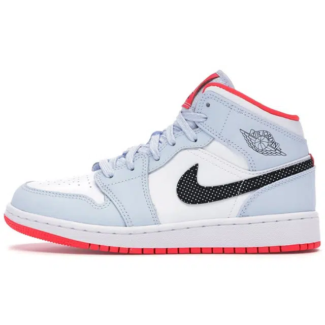 Jordan Air Jordan 1 Mid Half Blue Polka Dot Swoosh GS