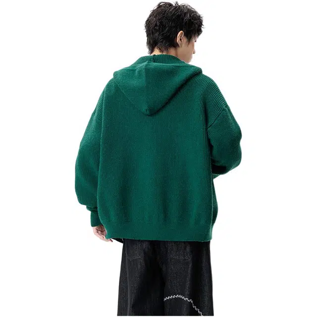 拓菲 潮牌双拉链连帽男秋季高品质美式青少年运动高街慵懒风情侣外套针织衫 男女同款