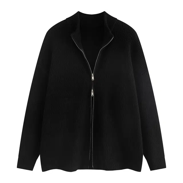 艾梵斯贝 美式复古潮流重工棒球服运动风字母拉链开衫秋冬设计款无性别日常通勤百搭宽松休闲时尚高级感潮酷情侣款针织衫 男女同款