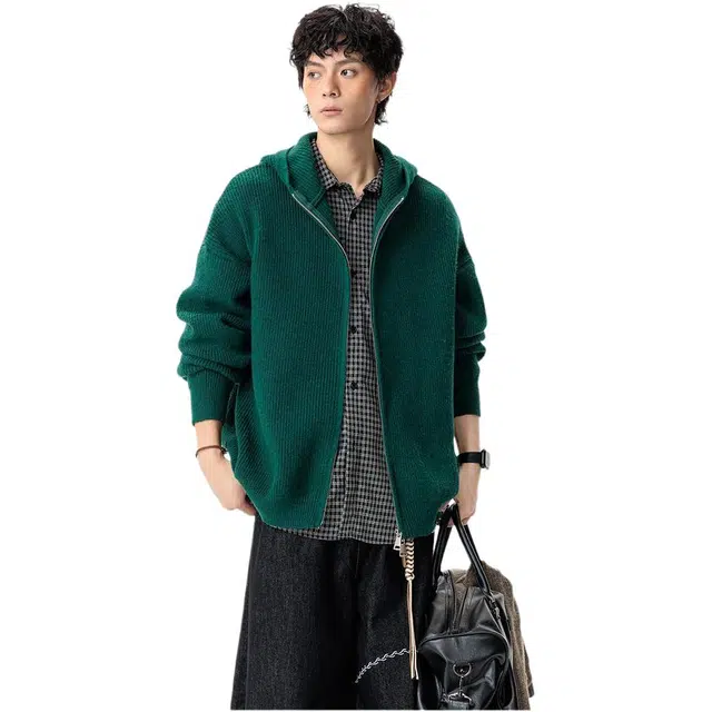 拓菲 潮牌双拉链连帽男秋季高品质美式青少年运动高街慵懒风情侣外套针织衫 男女同款