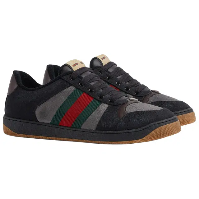 GUCCI Screener Lace-Up Low Top Sneakers Black