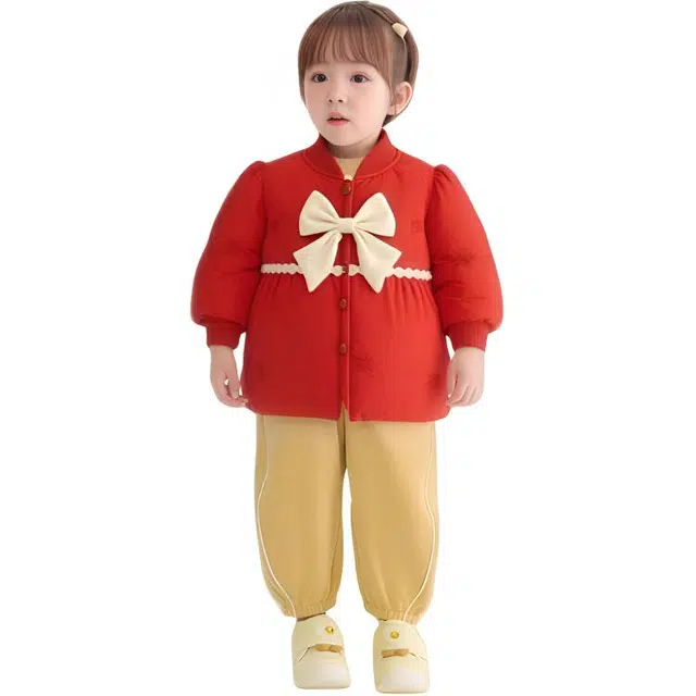 雅鹿棉衣 可爱时尚保暖舒适蝴蝶结上衣 婴幼童