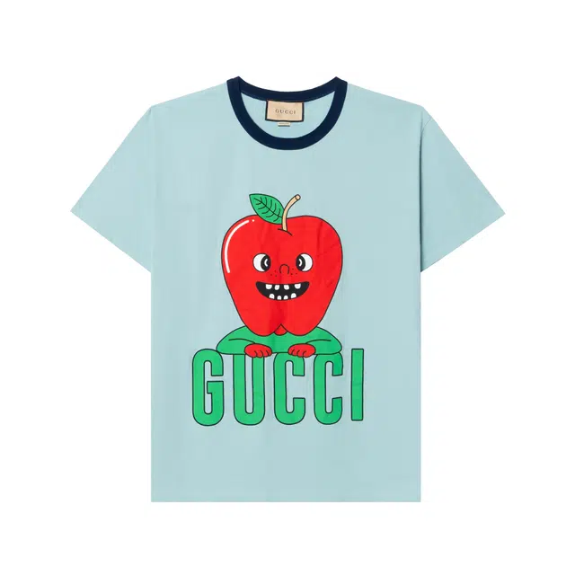 GUCCI SS24 Logo Print T-Shirt Blue