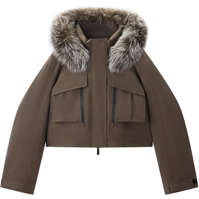 Peacebird Basic Fox Fur Collar Parka Down Jacket