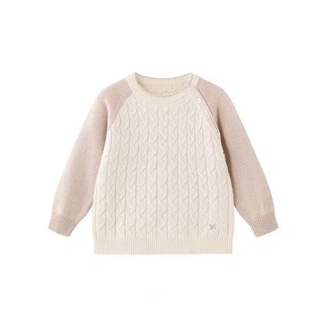 英氏儿童毛衣 羊毛保暖羊绒复古风套头宽松针织衫