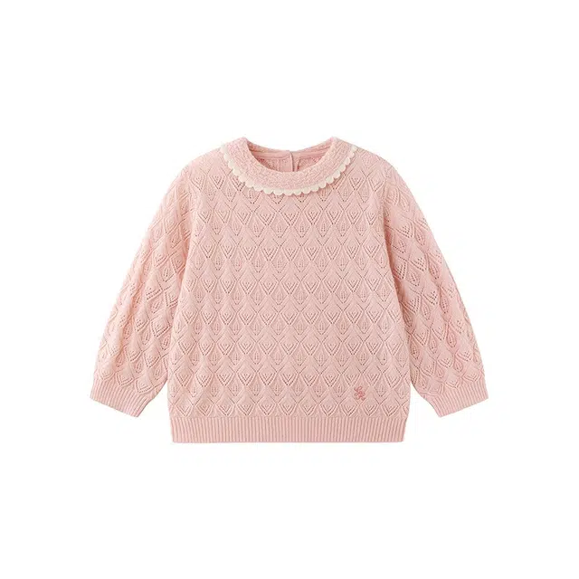 英氏儿童毛衣 羊毛保暖中大童纯色甜美