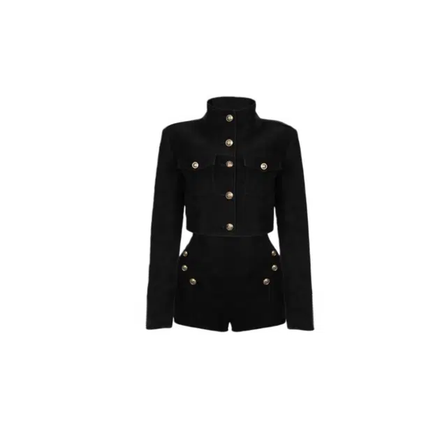 英区大小姐时尚高级设计感立领外套高腰短裤两件套休闲套装 女款