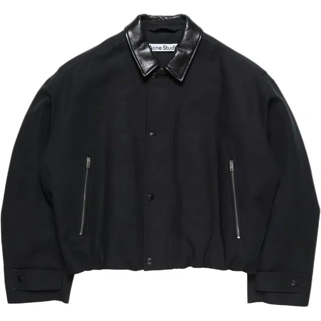 Acne Studios SS26 Barn Leather Trim Twill Zip Cotton Jacket