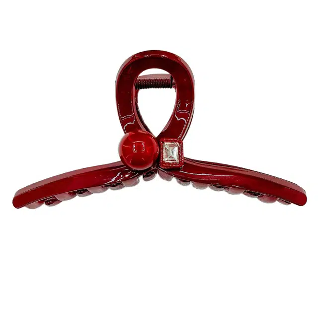 CHIMERA Resin Hair Clip Large Red Geometric Rhinestone