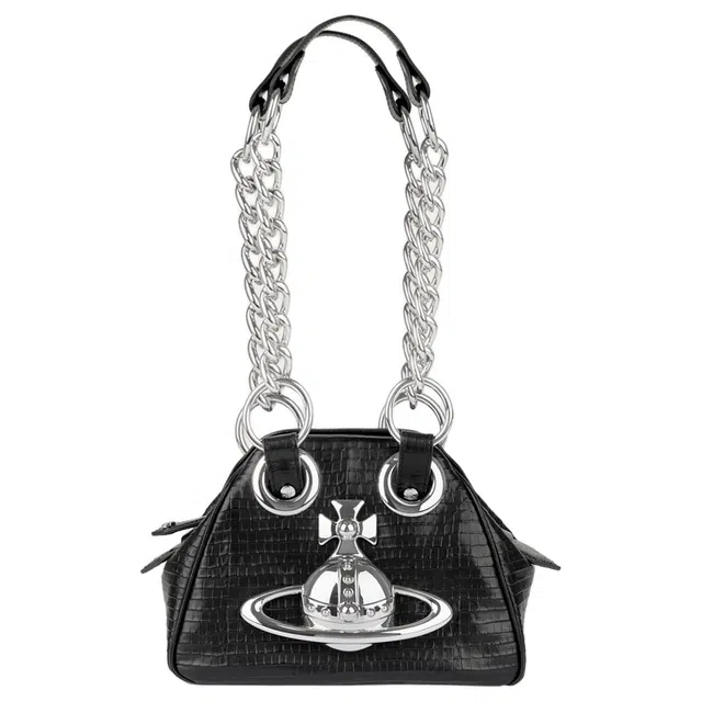 Vivienne Westwood Archive Leather Shoulder Bag Black