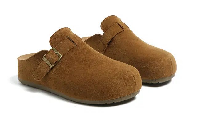 环球 复古休闲 百搭简约 潮流慵懒风 厚底增高 耐磨防滑轻便 小众设计 一脚蹬包头拖鞋 勃肯鞋 男款 驼色