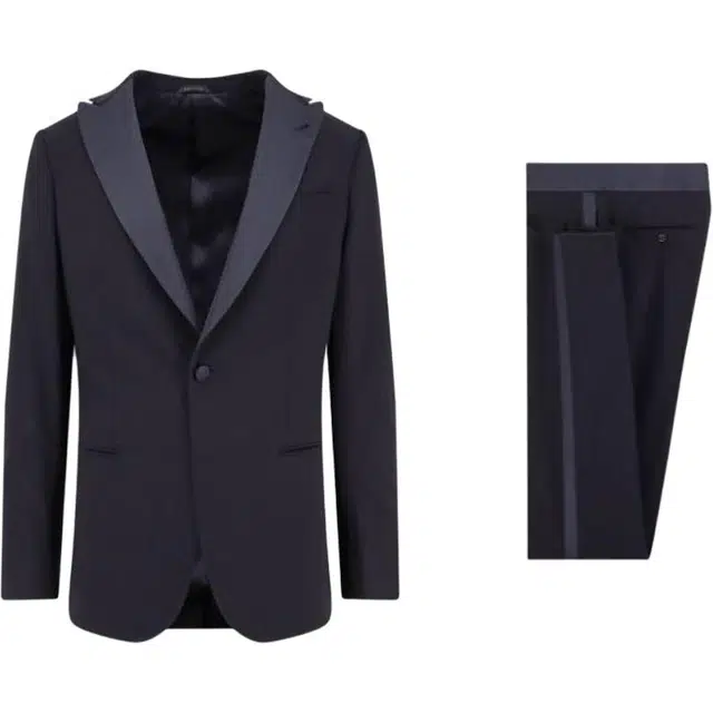 阿玛尼 羊毛礼服风格尖领胸袋 西装套装 男款