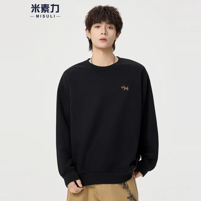 米素力 宽松圆领秋季动物落肩袖潮套头卫衣 男女同款