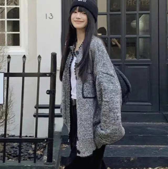 轻迎 韩系小香风软糯慵懒风外套开衫针织衫 女款