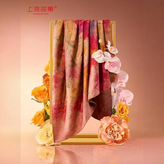 上海故事 印花香云纱优雅独特时尚 桑蚕丝 丝巾 女款